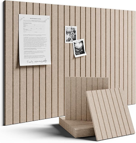 Large Felt Bulletin Board 36"x24" Cork Board Alternative - 6 Pack with 40 Safe Removable Adhesive Tabs, Cork Boards for Walls for Home Office Classroom Pin Board-Taupe