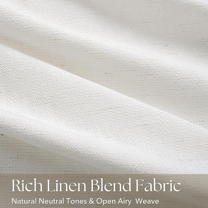 Pinch Pleated Linen Curtains 72 inches Long for Living Room Memory Training Shaped Natural Cream Light Filtering Semi Sheer Curtains 72 inch Length 2 Panel Set Modern Farmhouse Pinch Pleat Drapes
