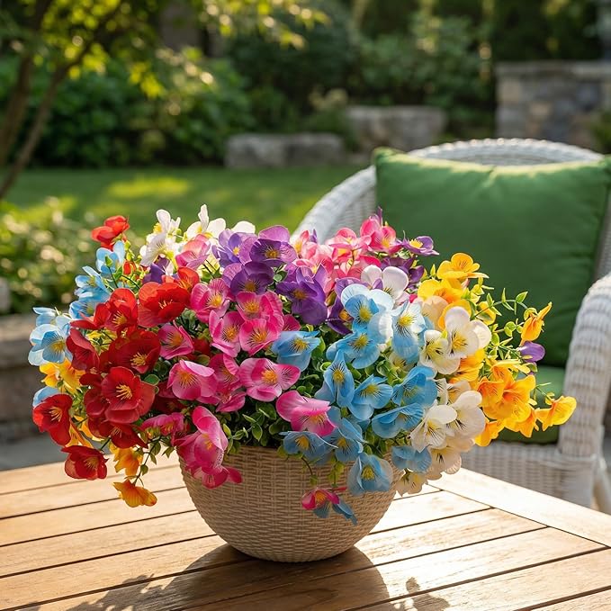 trytuny Artificial Flowers for Outdoor, Realistic Faux Plants for Outside Indoor Porch Patio Window Box Planter Home Decor (12Pcs Mixed Color)