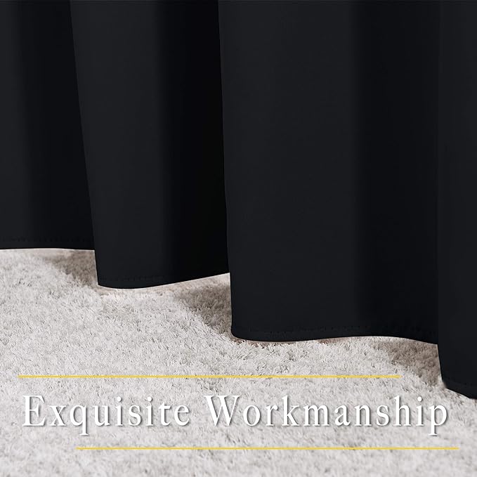NICETOWN Black Blackout Curtains 36 inch Curtains for Kitchen, Grommet Solid Window Treatments Sound Reducing for Bedroom, 2 Panels, W37 x L36, 2 Panels
