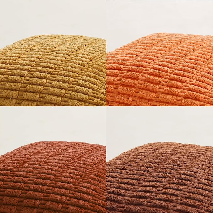 Fancy Homi 4 Packs Decorative Throw Pillow Covers for Living Room Couch Bed, Modern Farmhouse Boho Home Décor Accent Cushion Case, 22" x 22" (Pack of 4), Burnt Orange Series
