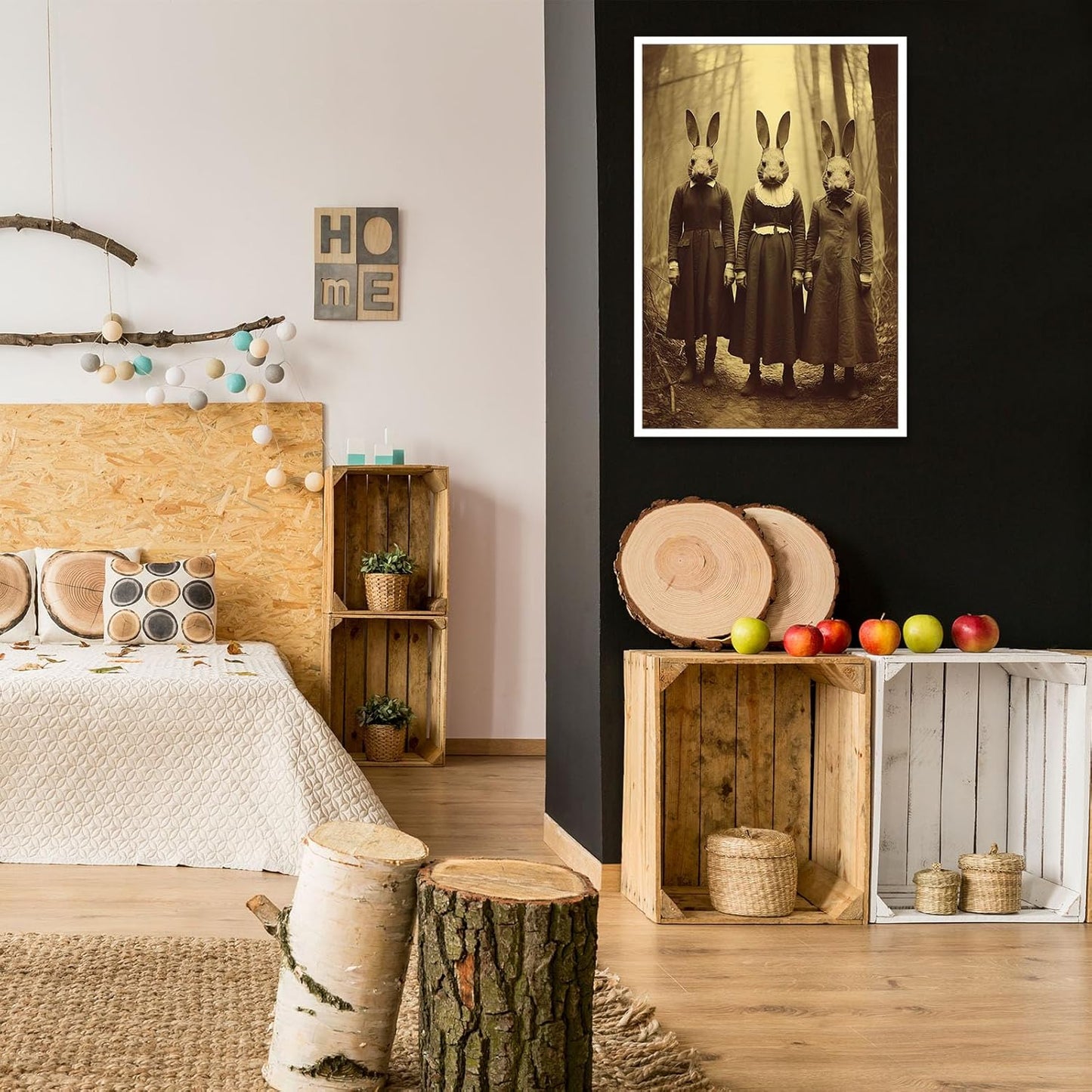 Vintage Halloween Wall Decor Rabbit Cult of the Occult Forest Canvas Wall Art Poster Gothic Dark Academia Decorations Room Creepy Print Spooky Pictures 16X24inch Unframed