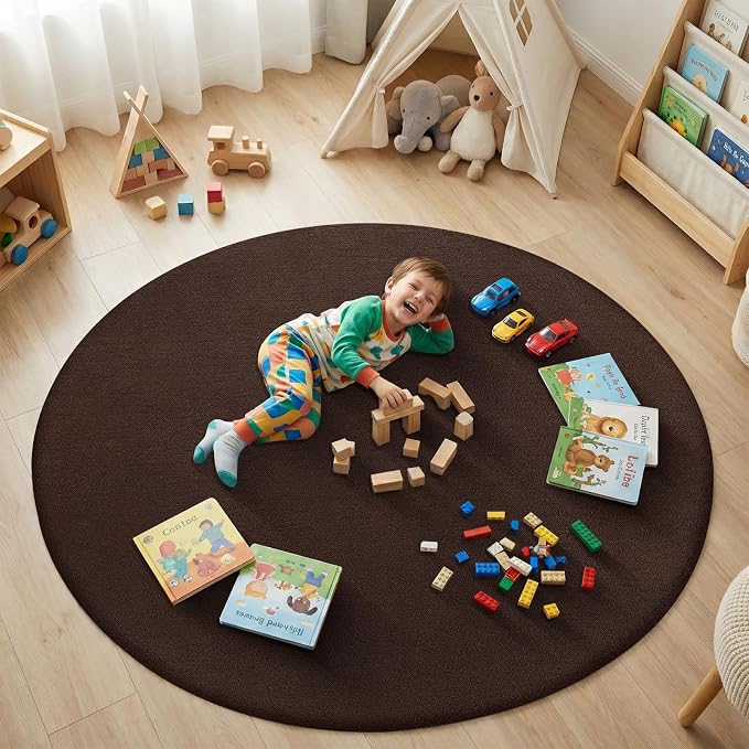 Sour Lemon 4ft Round Rugs for Bedroom, Circle Area Rugs for Living Room, Soft Fluffy Shaggy Carpet for for Living Room Playroom Kids Room Home Decor Aesthetic