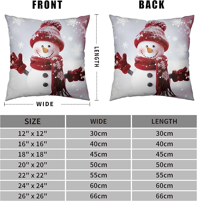 Navy Blue and Red Snowman Pillow Covers Winter Holiday Throw Pillow Covers 16x16 Set of 2 Cotton Linen Pillow Case for Christmas Decorations Living Room Sofa