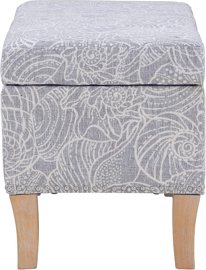 Linon Stone Upholstered Storage Stephanie Ottoman