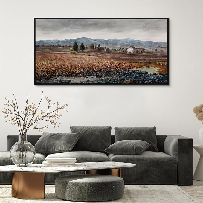 yiijeah Framed Artwork for Walls Extra Large Vintage Nature Earthy Wall Art Scenic Canvas Paintings Decor for Living Room Bedroom Entryway 58x29 Inches