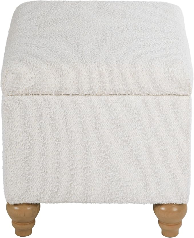 HomePop 22" Medium Rectangular Storage Ottoman - Cream Boucle