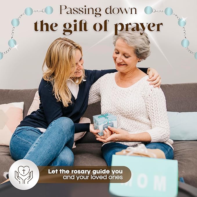 Baptism Gifts for Boys - My First Rosary & Matching Keepsake Box, Catholic Christening Gifts for Baby Boys from Godmother for Dedication with Colorful Gift Box