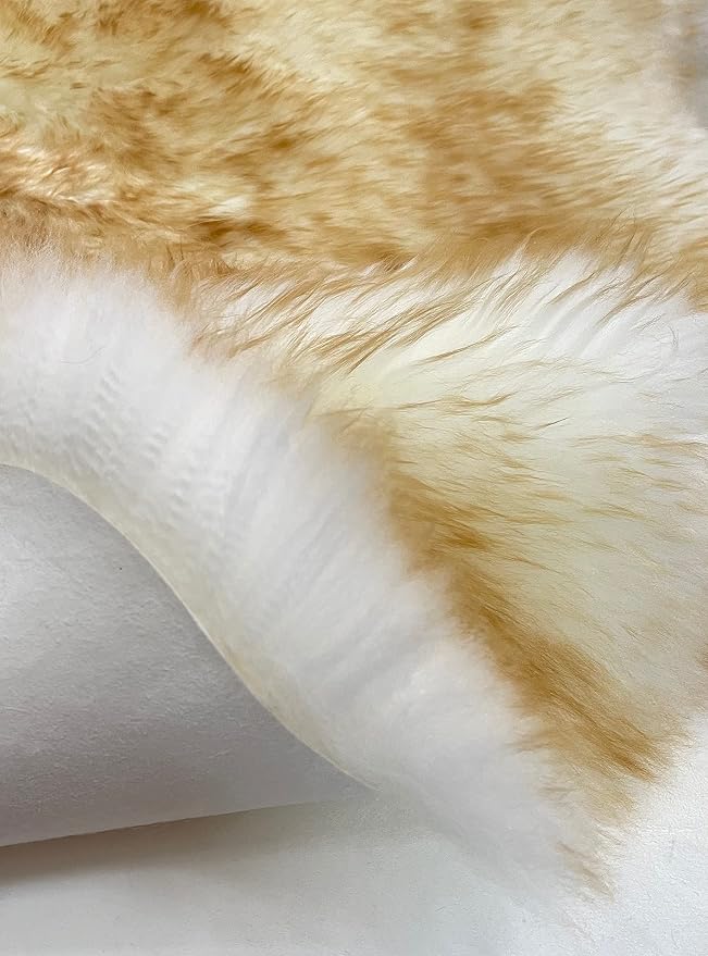 HUAHOO Premium Genuine Sheepskin Rug Real Australia Sheepskin Natural Luxury Fluffy Lambskin Fur Area Rug Seat Covers for Kids Bedroom Sofa Chair Cover Pets Dogs Mat Quarto Pelt/4' x 6' Brown Tipped