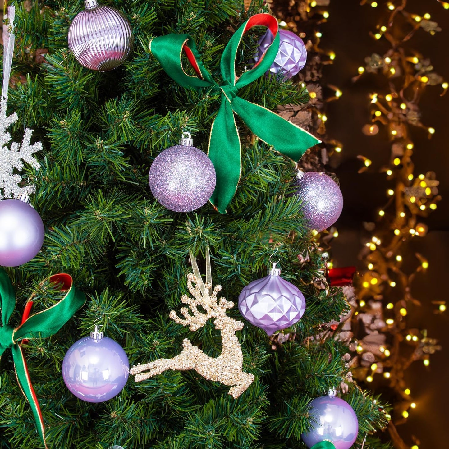 Every Day is Christmas Ornaments, Shatterproof Christmas Tree Ornament Set, Christmas Balls Decoration 35 Count (2.75"/70mm, Lilac Purple)