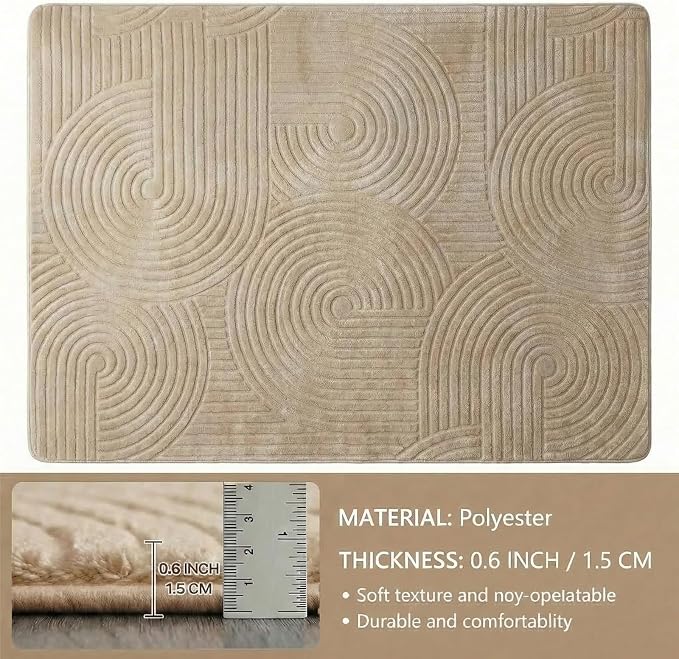 Brown 5x7 Solid Color Area Rugs – Washable Living Room Rug, Modern Geometric Non-Slip Indoor Carpet with Soft High-Low Pile, Fluffy Floor Rugs for Bedroom, Kids Room, Nursery, Home Décor