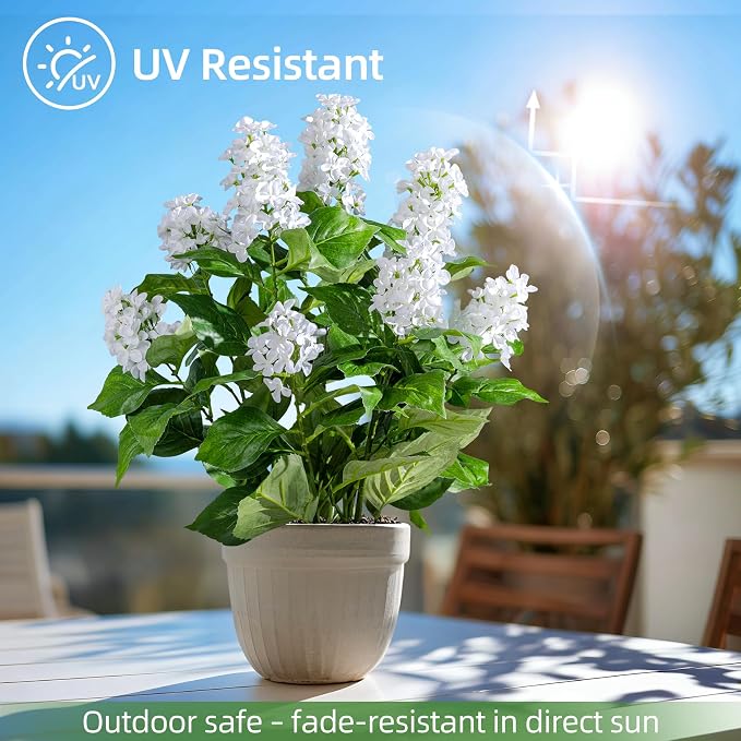 2 Pack Large Faux Hydrangea Plants UV Resistant Fake Plastic plantas Flowers Trees Indoor Outdoor Realistic Floor Plants Artificial Tree for Home Porch Garden Office Porch Patio Front Bonsai Decor
