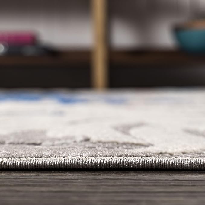 JONATHAN Y Tropics Palm Leaves Indoor Outdoor Square Area Rug 6X6 Gray/Blue | Ships Rolled, Durable Flat Weave, Lays Flat for Backyard, Patio, Porch, Easy-Cleaning, High Traffic,Pet-Friendly,Non-Shedding