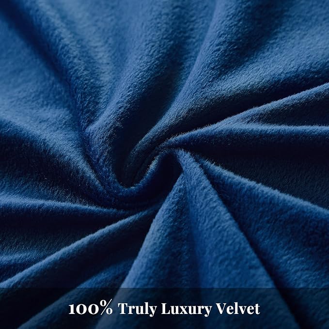 WARMDERN Navy Blue Flannel Velvet Duvet Cover King Size Duvet Cover Bedding Sets, 3pcs Ultra Soft Luxury Textured Modern Crystal Velvet Duvet Covers with Zipper Closure(Navy Blue, King)