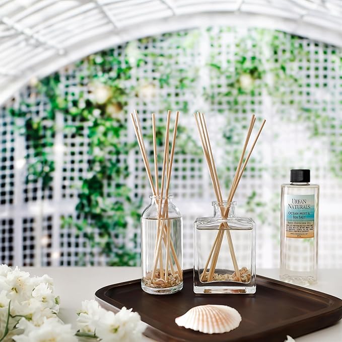 Urban Naturals Smoked Vanilla Scented Oil Reed Diffuser Refill with Free Set of Reed Sticks! A Vanilla Bean, Sandalwood & Leather Scent, 4 oz