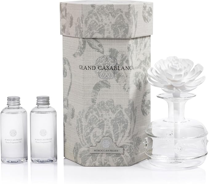 Zodax Grand Casablanca Porcelain Oil Diffuser - 6.76 oz -Moroccan Peony