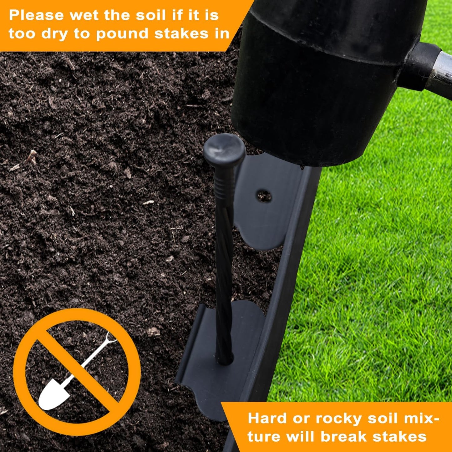 Hugeleaf Landscape Edging 2 Inch Tall 60 Feet Garden Edging Border with 60pcs Stakes, Plastic Edging for Landscaping,Lawn,Flower Beds, Paver Edging (Black)