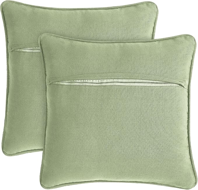 Boho Living 18x18 Sage Green Throw Pillow Covers with Pillow Insert Included, Pack of 2