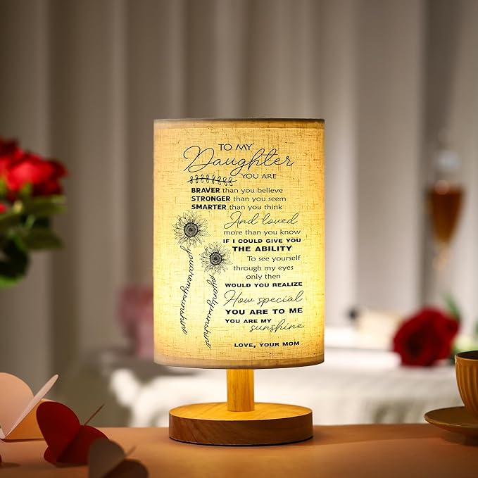 WSYEAR Daughter Gifts from Mom - Table Lamp Birthday Gifts for Daughter from Mom Girl Present Night Light for Bedroom Living Room Graduation Gifts