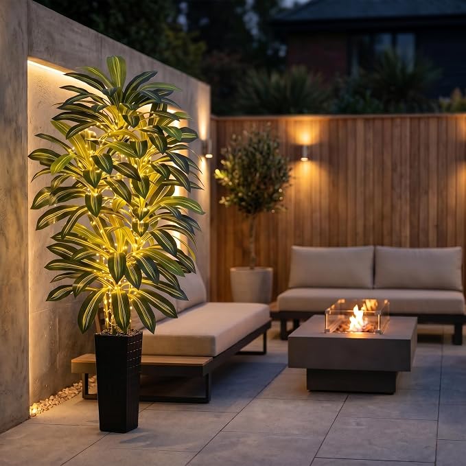 Artificial Dracaena Tree - 7FT Tall Fake Plants with Black Square Planter - Artificial Plants Indoor Floor Plant in Pot - Large Tropical Fake Yucca Potted Tree for Home Office Living Room Decor