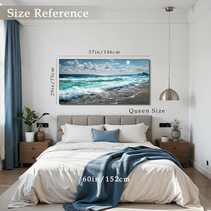 imjiayu Extra Large Wall Art, Beach Wall Decor, Ocean Wall Art for Living Room Bedroom Office Dining Room Home Decor, Coastal Landscape Canvas Paintings, Seascape Pictures Prints Artwork, 29" x 57"