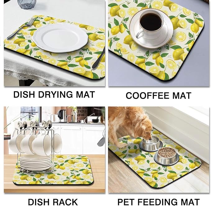 Fun Coffee Mat 24inx18in,Coffee Bar Mat for Countertops,Absorbent Hide Stain Anti-Slip Coffee Bar Accessories Fit Under Coffee Machine Mat,dish Drying Mats for Kitchen