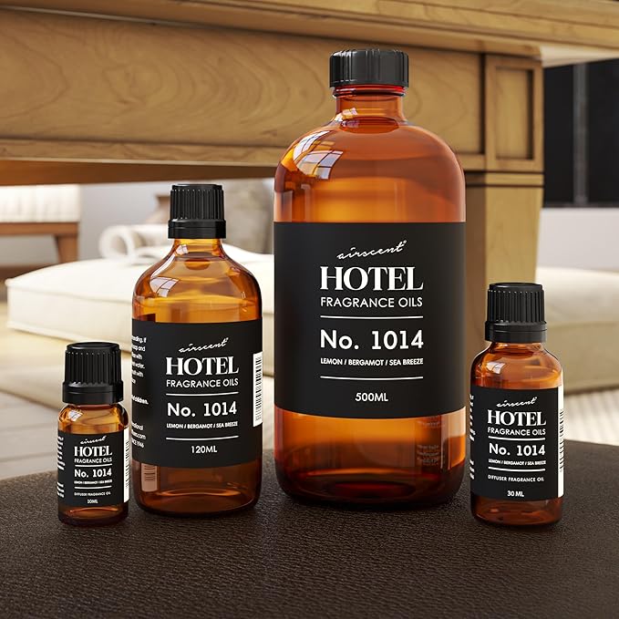 AirScent Hotel Diffuser Oil No. 1014 - The Iconic 5-Star Hotel Coastal Blend - Lemon Bergamot Sea Breeze - 30 mL Fragrance Oil for Ultrasonic and Waterless Diffusers and Crafting