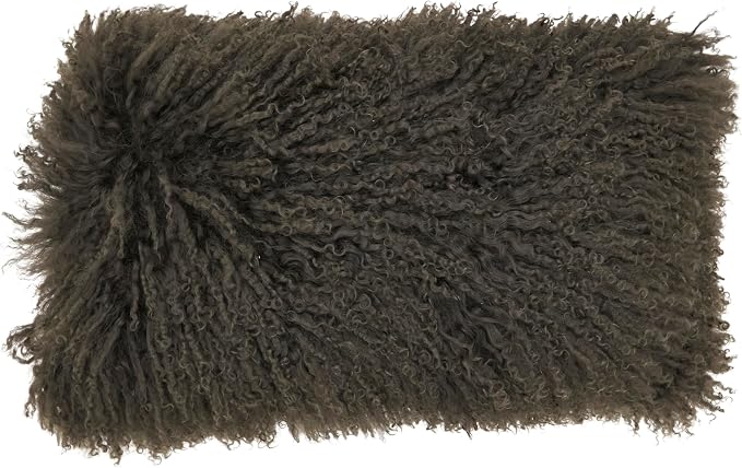 SARO LIFESTYLE 100% Wool Mongolian Lamb Fur Poly Filled Throw Pillow