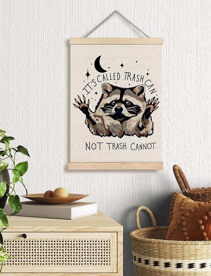 Foritho Funny Motivational Raccoon Poster Wall Art Framed, Gifts for Raccoon Lovers, It's Called Trash Can Inspirational Trash Panda Canvas Prints Wall Decor for Home Kitchen Office, 12x16 Inch