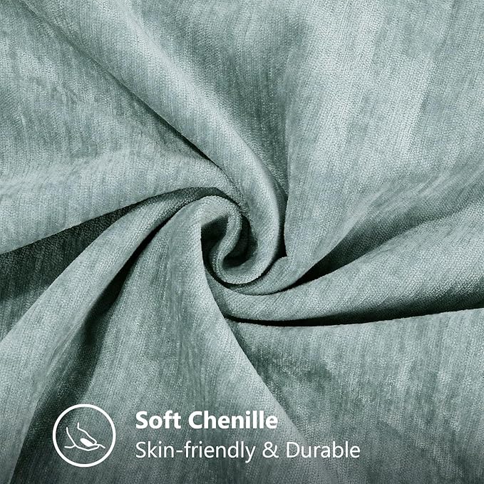 decorUhome Summer Chenille Soft Cozy Throw Pillow Covers 26x26 Set of 2, Modern Farmhouse Boho Velvet Decorative Euro Sham Pillow Cases with Stitched Edge for Couch Sofa Bed Home Decor, Aqua Haze