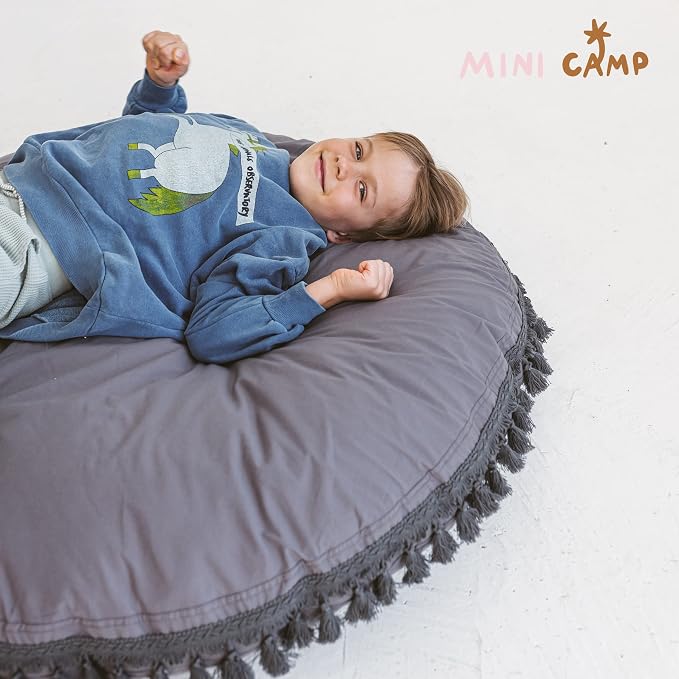MINICAMP Large Kids Floor Cushion – Ultra Fluffy Washable Bean Bag Chair & Reading Pillow with Boucle Sherpa Cover – Soft Kids Lounger Floor Seat for Playroom, Bedroom or Nursery - Made in EU