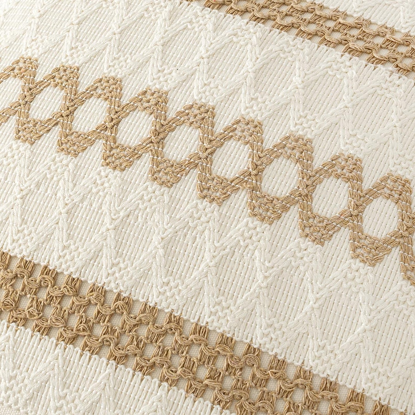 MIULEE Set of 2 Neutral Boho Decorative Pillow Covers 18x18 Inch Farmhouse Rustic Couch Throw Pillows Modern Spring Cotton Cushion Covers Retro Cute Macrame Woven Home Decor for Bed Sofa Chair