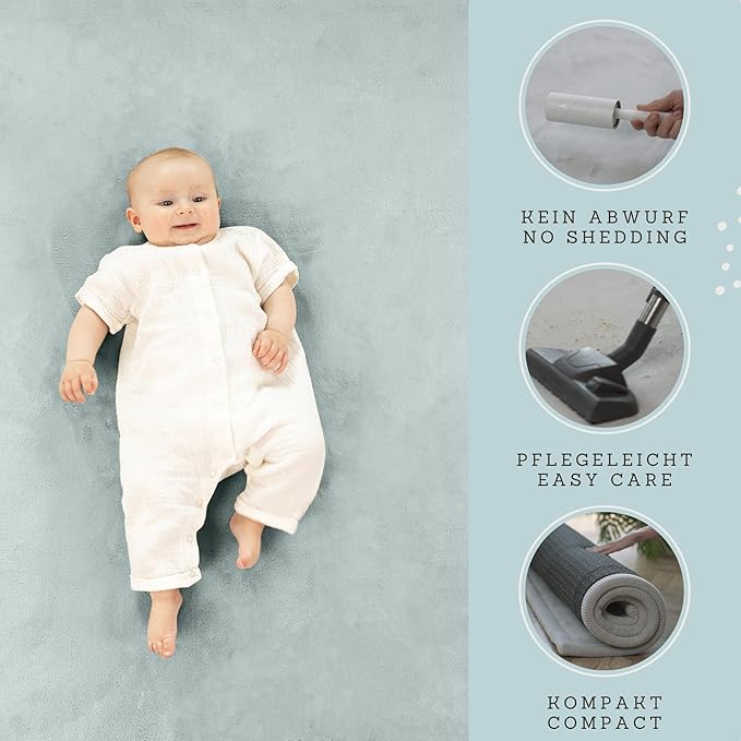 Hakuna Matte CloudSoft Baby Play Mat for Floor 60" x 80" Green – Coral Velvet Memory Foam Rug for Crawling & Cozy Play – Non-Slip, Water-Resistant, Easy-CareTummy Time Mat, Playmat for Playpen