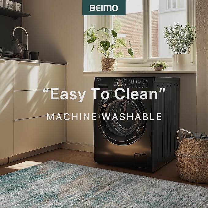 BEIMO Area Rugs 3x5 for Living Room Bedroom, Modern Abstract Machine Washable Rug, Soft Low Pile Indoor Floor Carpet with Non Slip Backing for Entryway, Teal