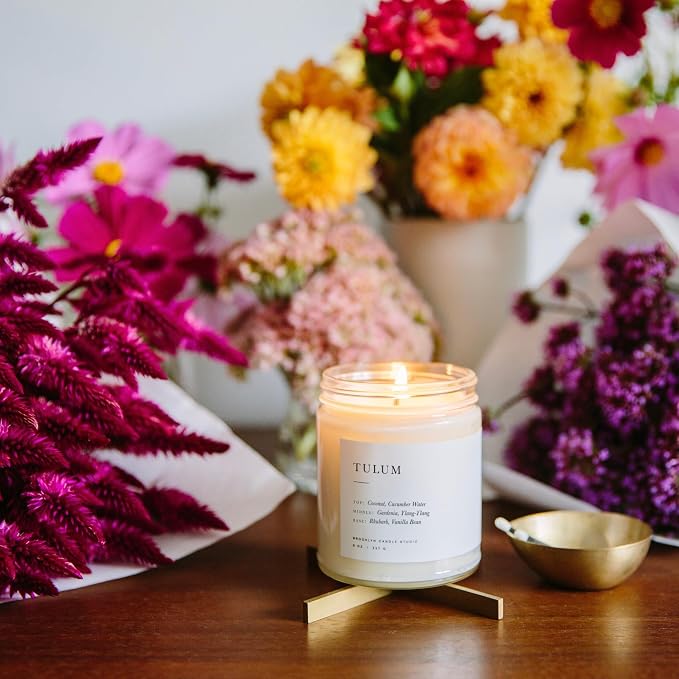 Brooklyn Candle Studio Tulum Jar Candle - Luxury Scented Candle, Vegan Soy Wax, Hand Poured in The USA, 50 Hour Slow Burn Time - 7.5oz