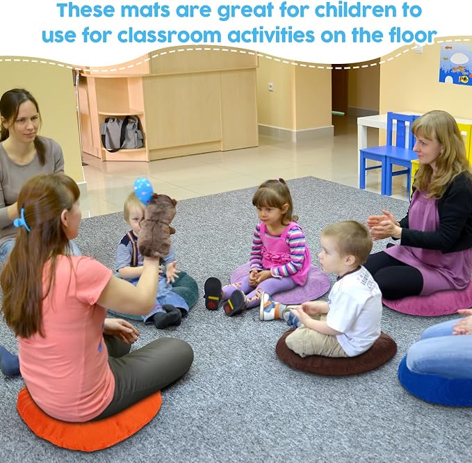 Fumete 30 Pcs 16 Inch Floor Cushions Pillow for Kids Bulk Classroom Round Flexible Seating Floor Cushions for Students Home Daycare School Reading Corner Yoga Meditation Picnic (Full-Color Blocking)