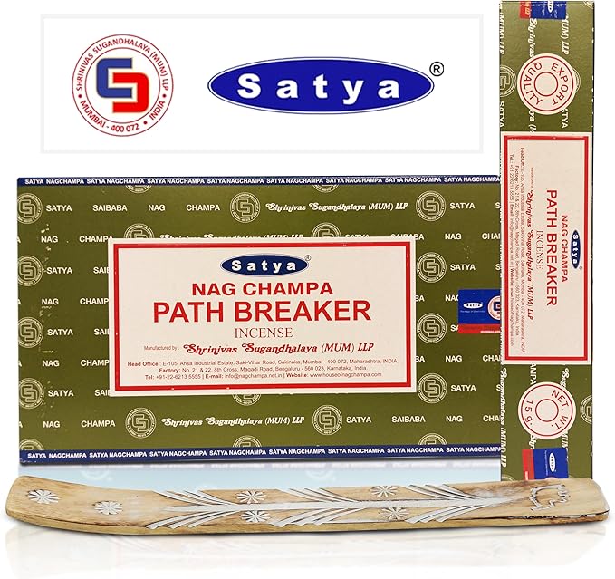 Satya Path Breaker Incense Sticks 180 gm (15GM X 12 Pack) from Satya Mumbai and Raajsee Incense Sticks Holder Bundle, Free from Chemicals,Natural Insenses