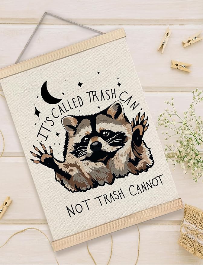 Foritho Funny Motivational Raccoon Poster Wall Art Framed, Gifts for Raccoon Lovers, It's Called Trash Can Inspirational Trash Panda Canvas Prints Wall Decor for Home Kitchen Office, 12x16 Inch