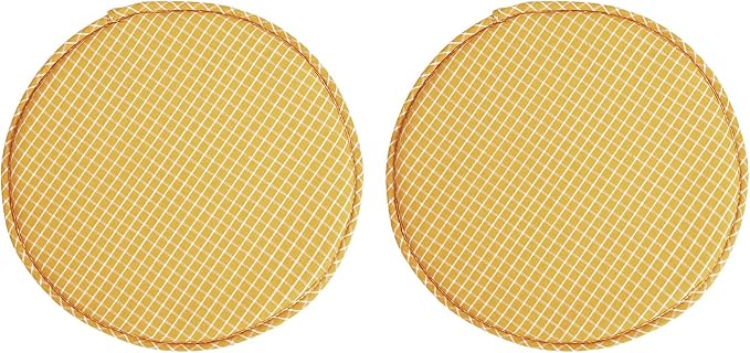 Round Stool Chair Cushions for Kitchen Dining Seat Pads with Ties 2 Pack Non Slip Cushions Pad for High Stool Chairs Bistro Bar Seat 13 Inch, Yellow Grim