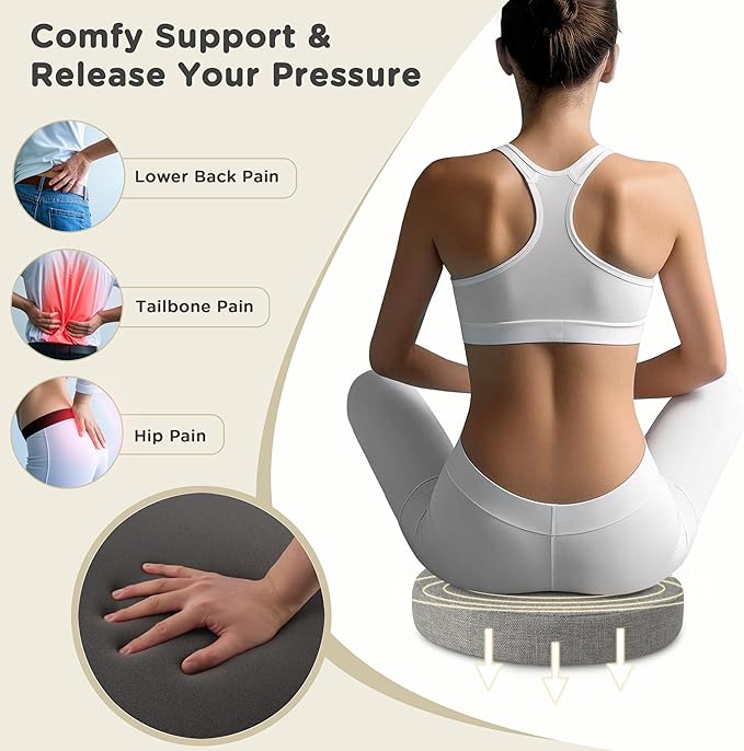 AddGrace Round Bar Stool Cushions 4 Pack Bar Stool Seat Cushion Non Slip Round Chair Pads with Removable and Washable Cover 12x12 Inch Light Grey