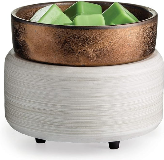 Candle Warmers ETC 2-in-1 Candle and Fragrance Warmer for Warming Scented Candles or Wax Melts and Tarts with to Freshen Room, Whitewashed Bronze