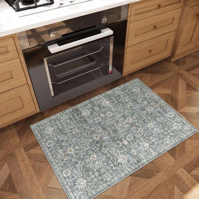 Machine Washable Entryway Small Area Rugs: Soft Non-Slip Low Pile Door Mat Indoor Entrance 2x3 ThrowRug for High-Traffic Areas Kitchen, Hallway, Farmhouse Decor