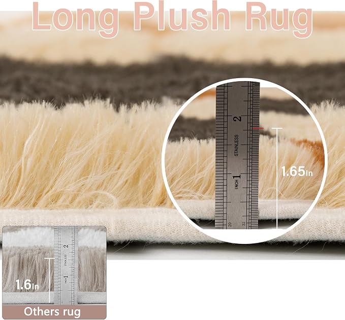 PureCozy Checkered Rug 6x9 for Living Room, Colorful Modern Shag Rug Washable Non-Slip Large Area Rug Super Soft Indoor Fuzzy Carpet Fluffy Rugs for Bedroom Home Aesthetic Decor