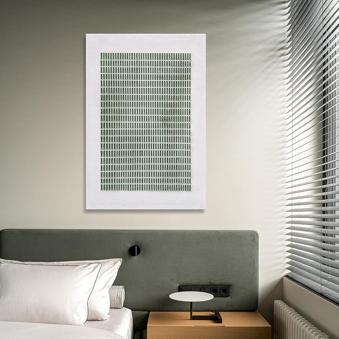 NANKAI Art Hand-Drawn 3D Green Block Texture Abstract Painting in Modern Minimalist Style, Suitable for wall Decoration in Homes, Offices or corridors 36x24 inches