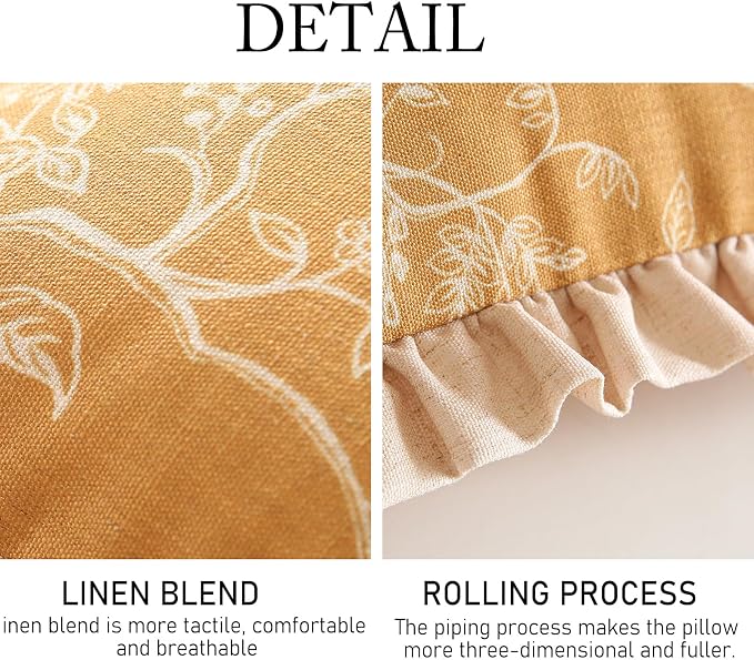 ISAENNE Designer Linen Throw Pillow Cover,Set of 2,20"x12"-Cornucopia D | Elegant French Rectangle Pillow Cover,Concealed Zipper Design,Floral Pattern,Sofas,Bedroom,Living Room,Lounge Chairs