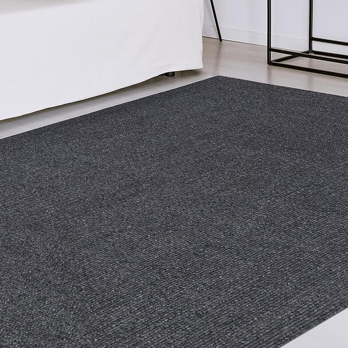 Superior Indoor/Outdoor Area Rug, Reversible Braided Floor Decor for Living Room, Kitchen, Patio, Front Porch, Modern Boho Farmhouse Rugs, Hardwood, Bedroom Accessories, 8' x 10', Charcoal
