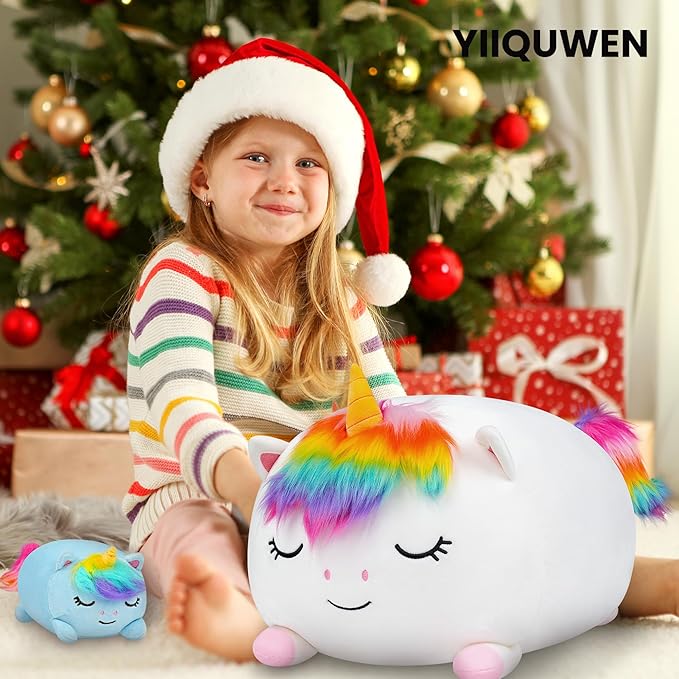 Unicorn Plush, Stuffed Animal Set with 4 Baby Unicorns, Soft Stuffed Toy Pillow, Pink Birthday for Kids Boys Girls