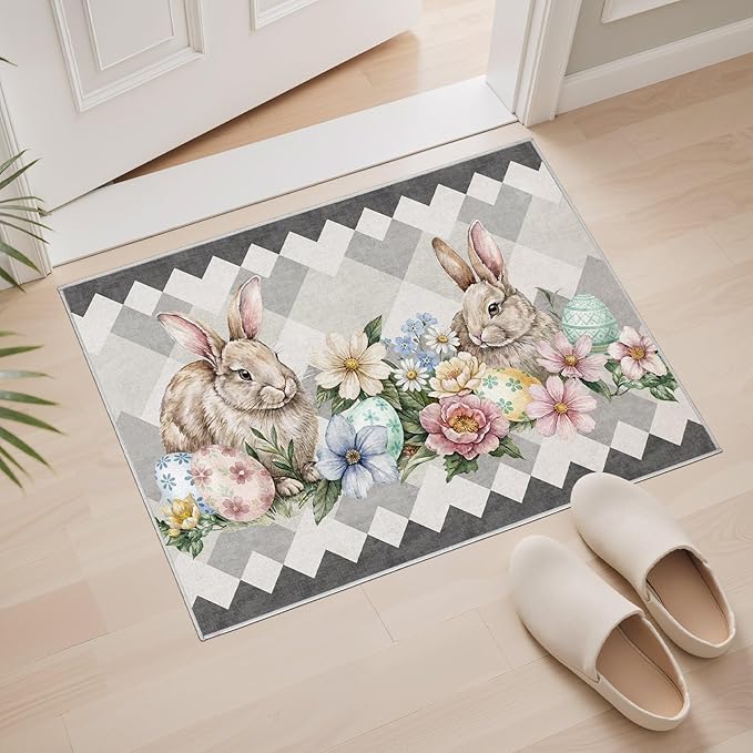 cotiled Area Rug for Living Room, Washable Non-Slip Large Area Rug, Indoor Floor Carpet Low Pile Soft Boho Farmhouse Rug for Bedroom Dining Room Grey 2x3