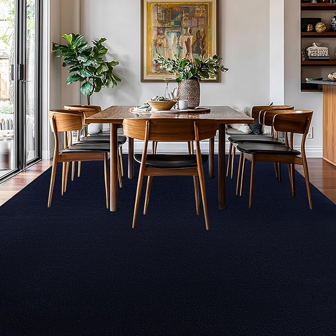 qulint 8x10 Carpet for Living Room, Large Navy Blue Rug for Bedroom Soft Washable Area Rug with Thickened Memory-Foam, Modern Minimalist Non Slip Carpet for Kid Room Dining Room Home Decor