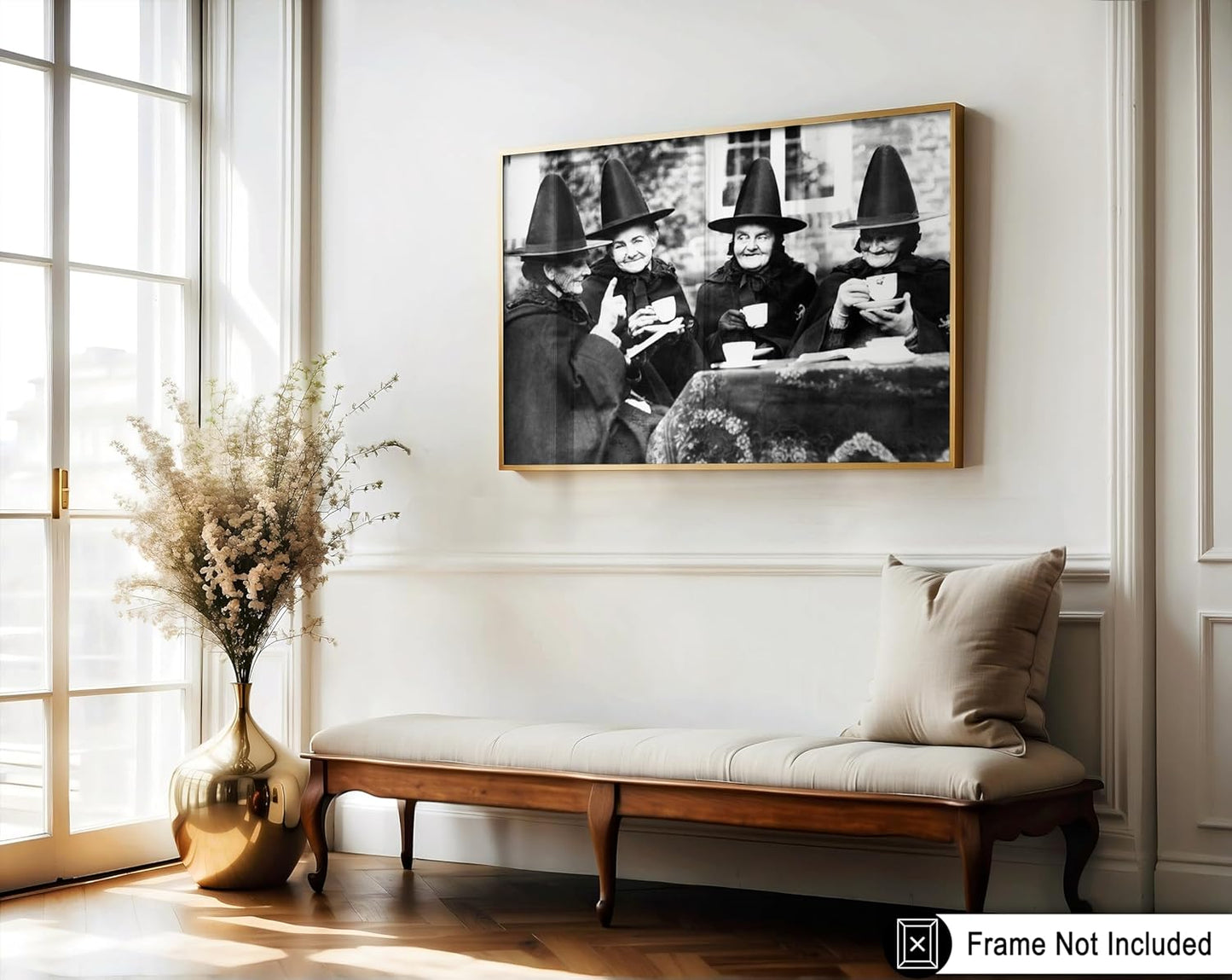 Poster Master Classic Photograph Poster - Vintage Halloween Print - Gift for Artist, Friend - Witches Tea Party, Old Women Smiling, Wearing Robes - Wall Decor for Living Room, 18x24 Unframed Wall Art